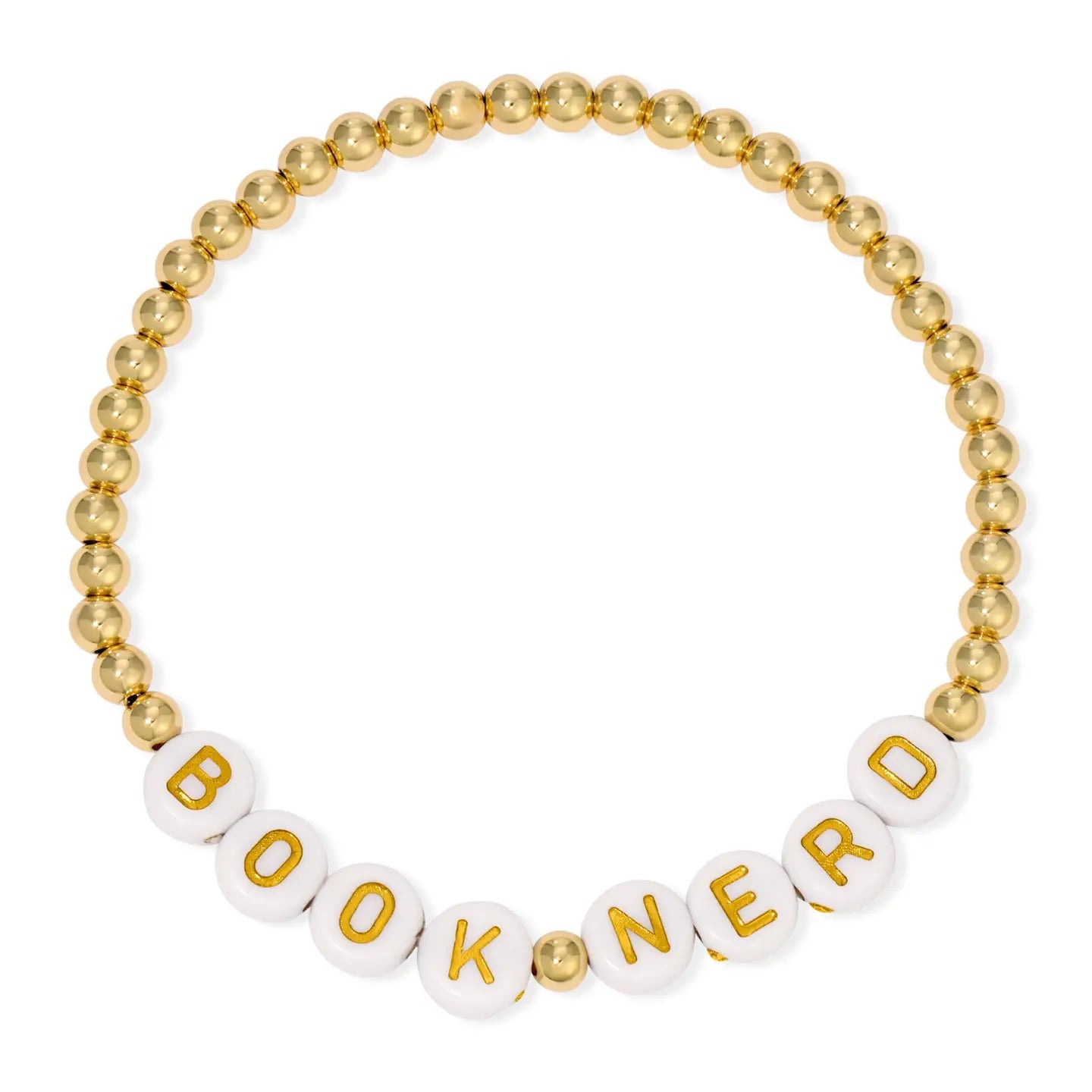 BOOK NERD 4mm Gold Beaded Bracelet
