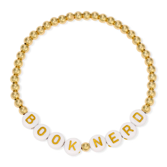 BOOK NERD 4mm Gold Beaded Bracelet
