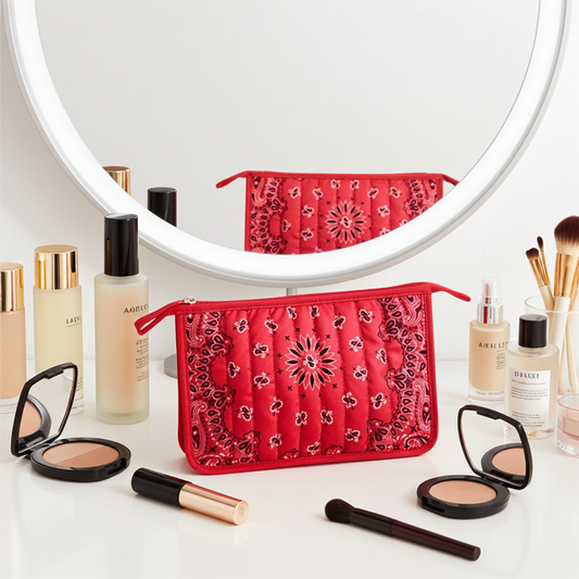 Beau Red Bandana Print Pouch