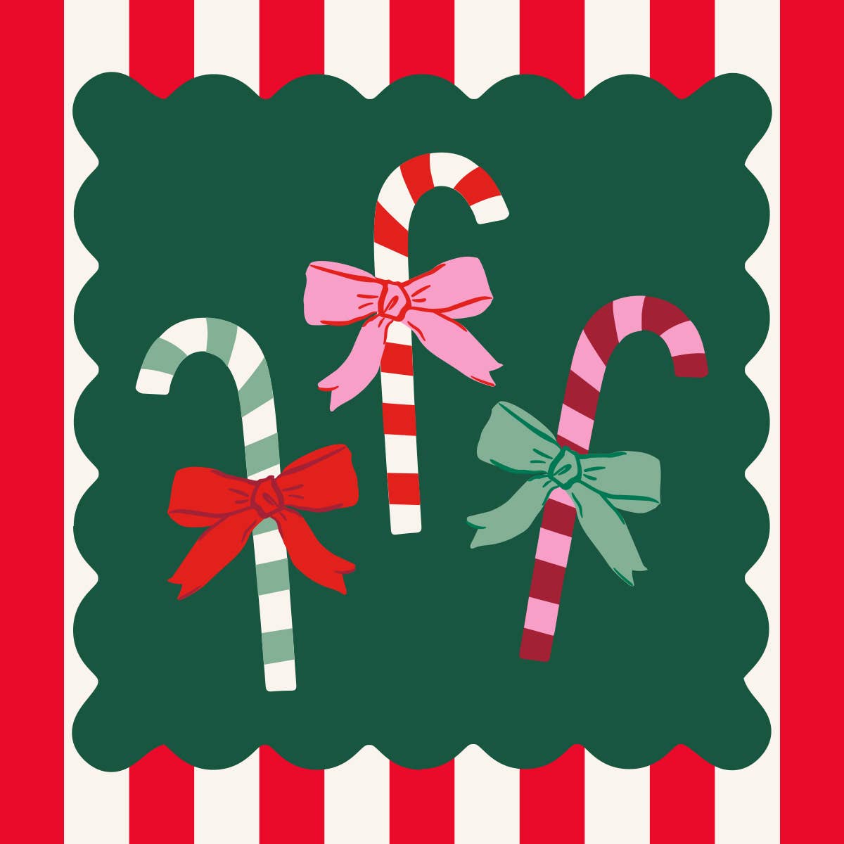 Candy Cane Stripe - Holiday Christmas Cocktail Napkins