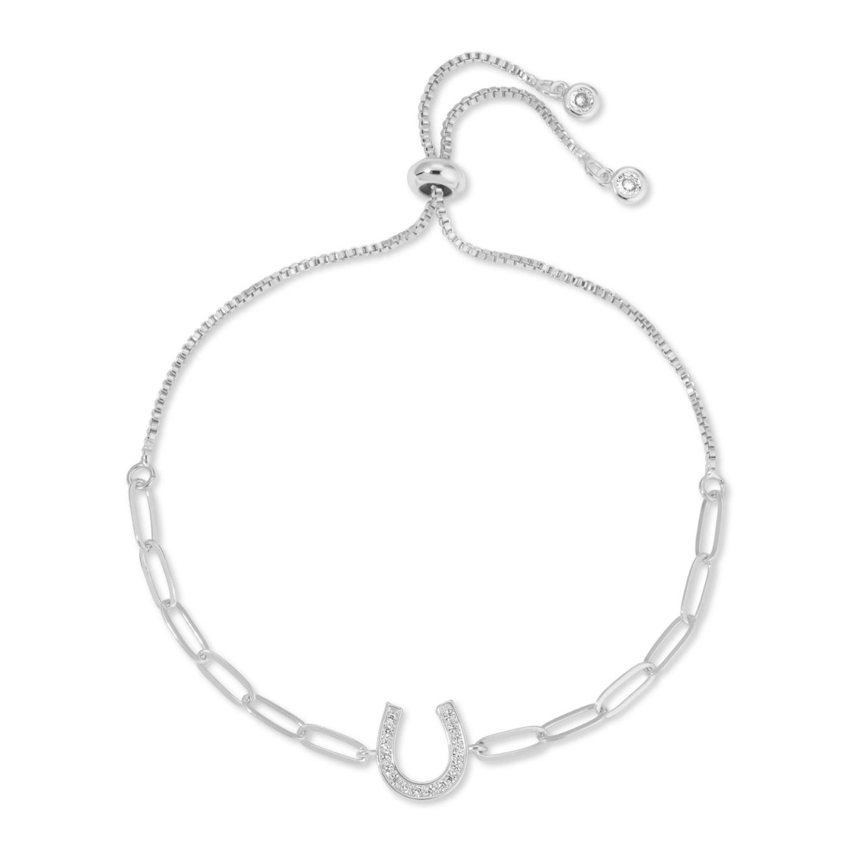 Silver Pave Horseshoe Pulley Bracelet