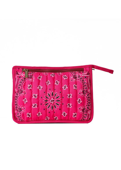 Beau Hot Pink Bandana Print Pouch