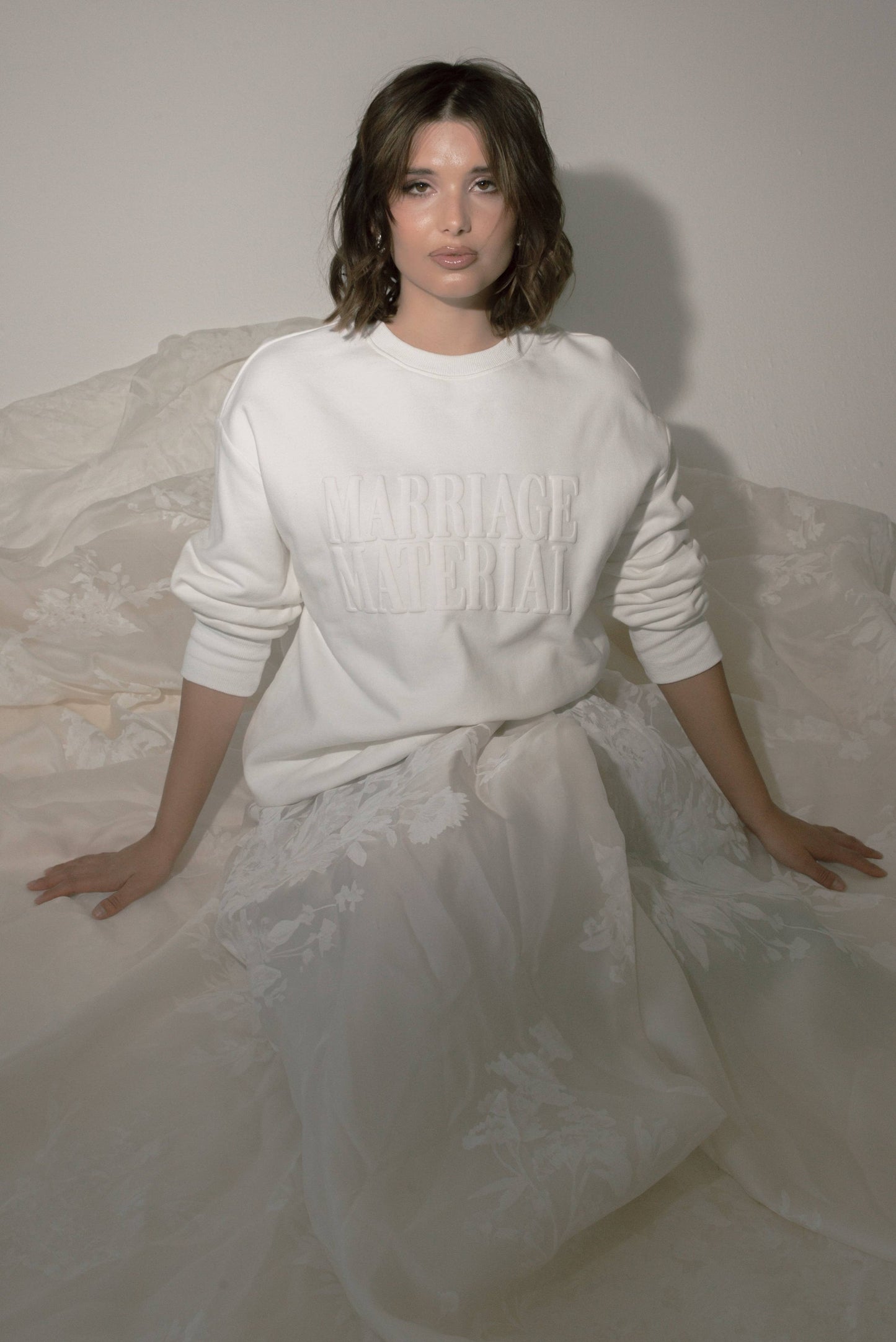 Oversized MARRIAGE MATERIAL™ White Crewneck