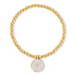 Cross Accented Shell Charm 4mm Stretch Bracelet