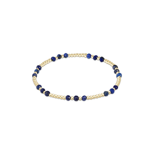 Gemstone Gold Joy 3mm Bead Bracelet- Lapis
