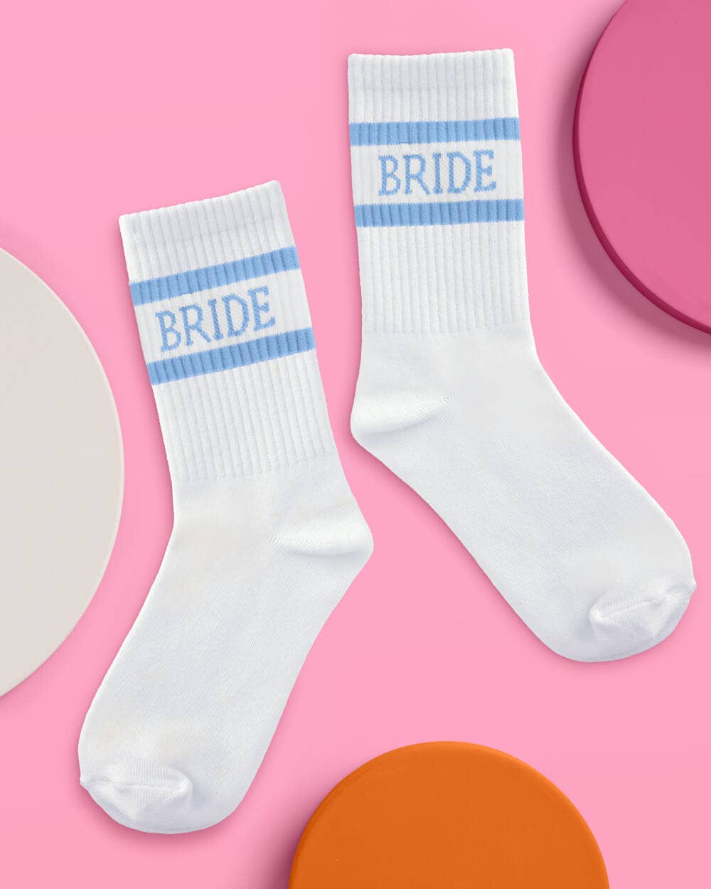 Something Blue BRIDE White Tube Socks