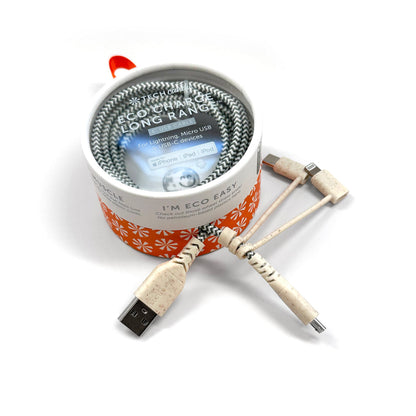 Gray Eco Charge USB Cable (3 Tip MFi)