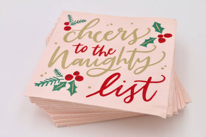 Cheers to the Naughty List - Funny Christmas Napkins