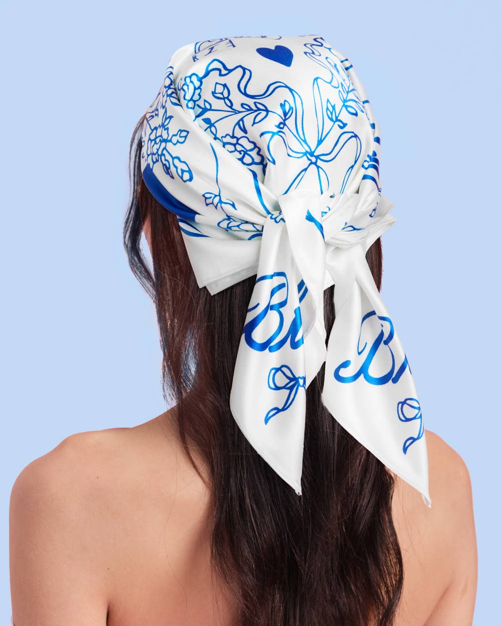 Bride Hair Scarf (Blue & White)