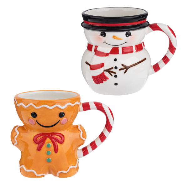 Gingerbread & Snowman Mugs