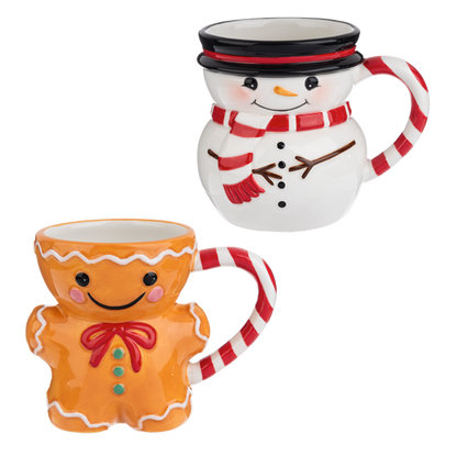 Gingerbread & Snowman Mugs