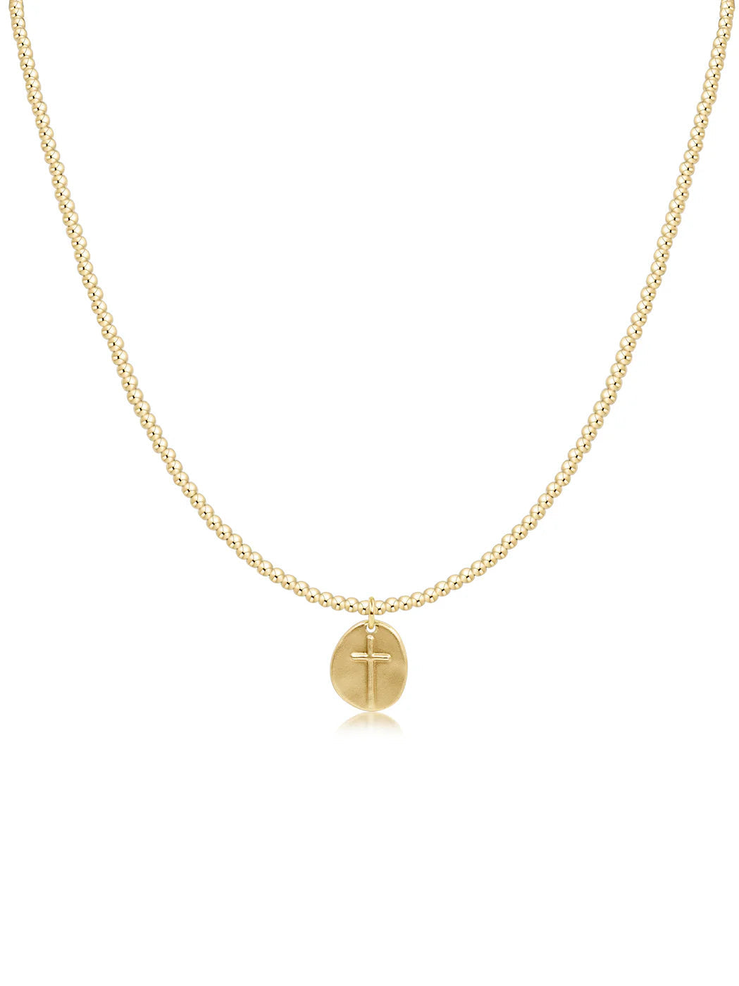 17" Choker Classic Gold 2mm Bead - Inspire Small Gold Charm