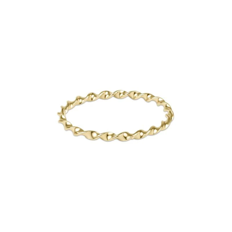 Classic Gold Twisted Thin Band Ring - Size 7