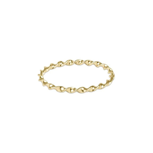 Classic Gold Twisted Thin Band Ring - Size 6