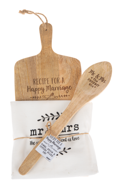 Recipe for Happy Marriage Cutting Board Gift Set