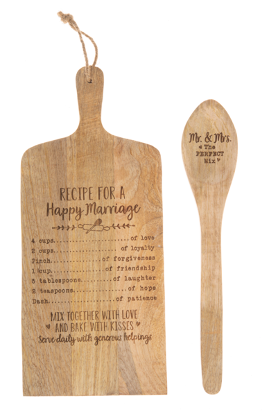 Recipe for Happy Marriage Cutting Board Gift Set