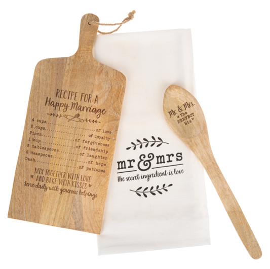 Recipe for Happy Marriage Cutting Board Gift Set