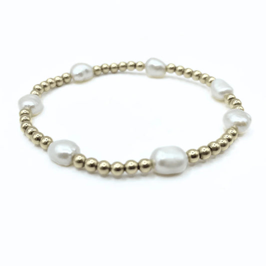 Baroque Patterned Pearl Bracelet in 14k Gold-Filled