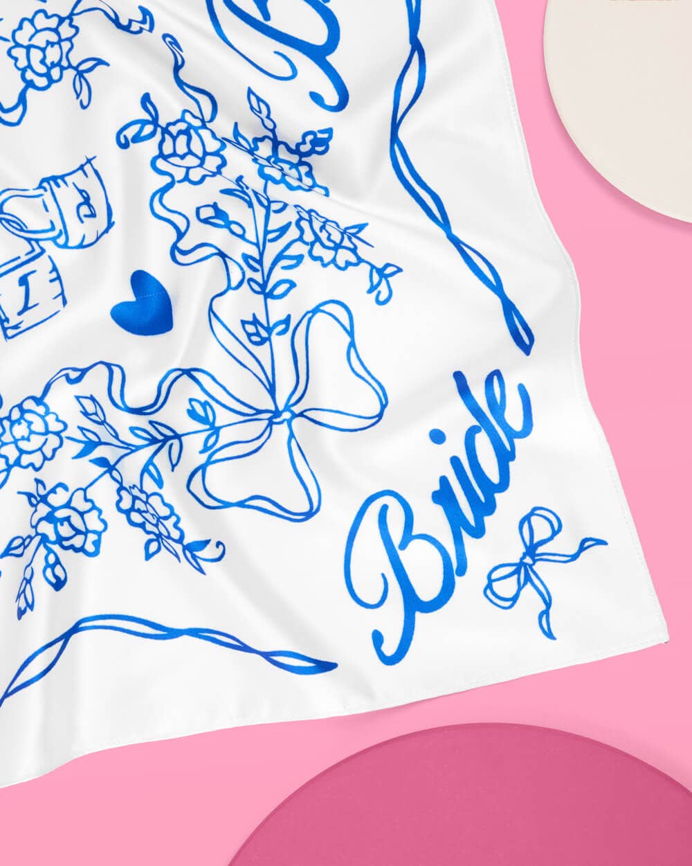 Bride Hair Scarf (Blue & White)