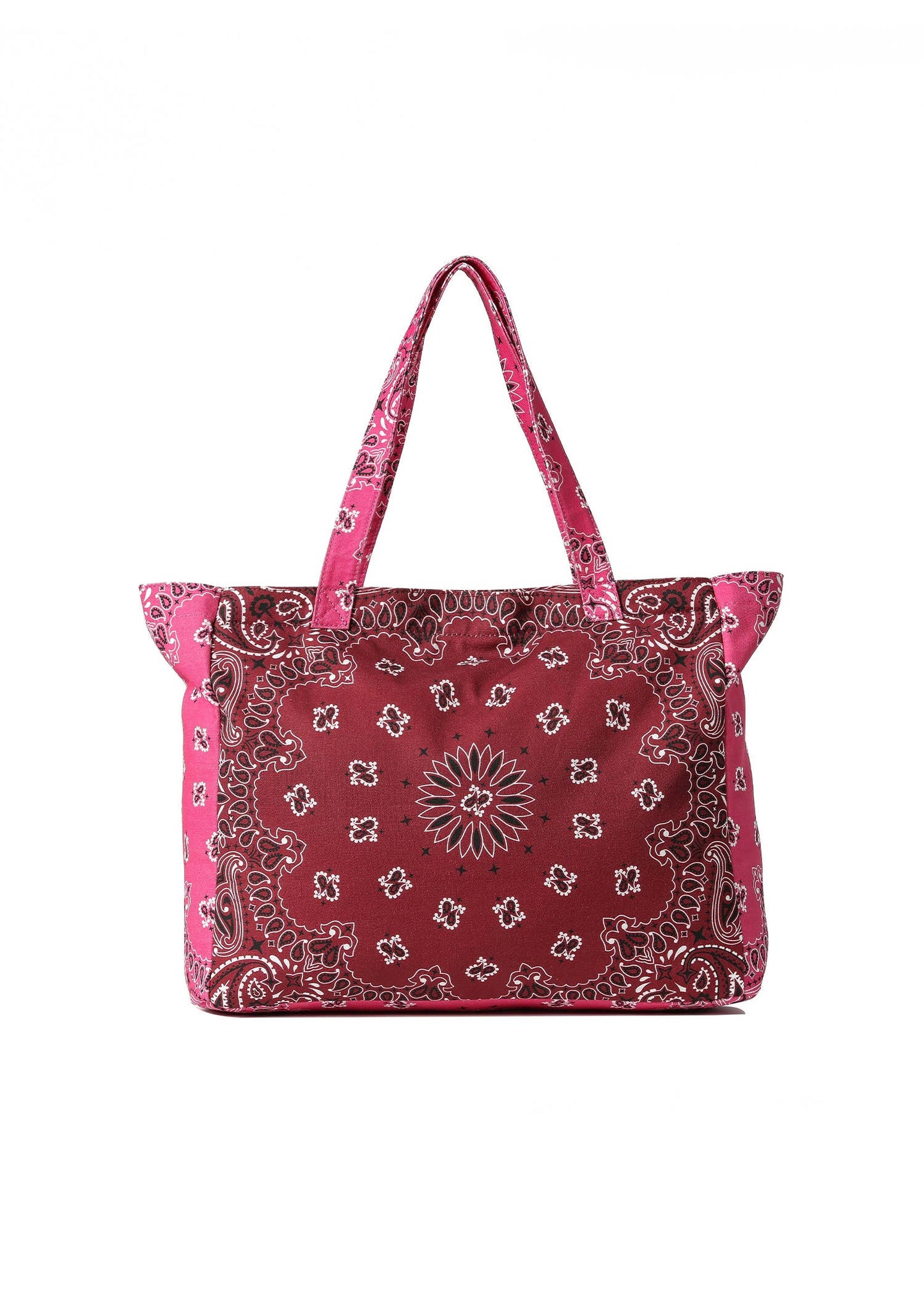 Bailey Burgundy/Pink Bandana Print Canvas Tote