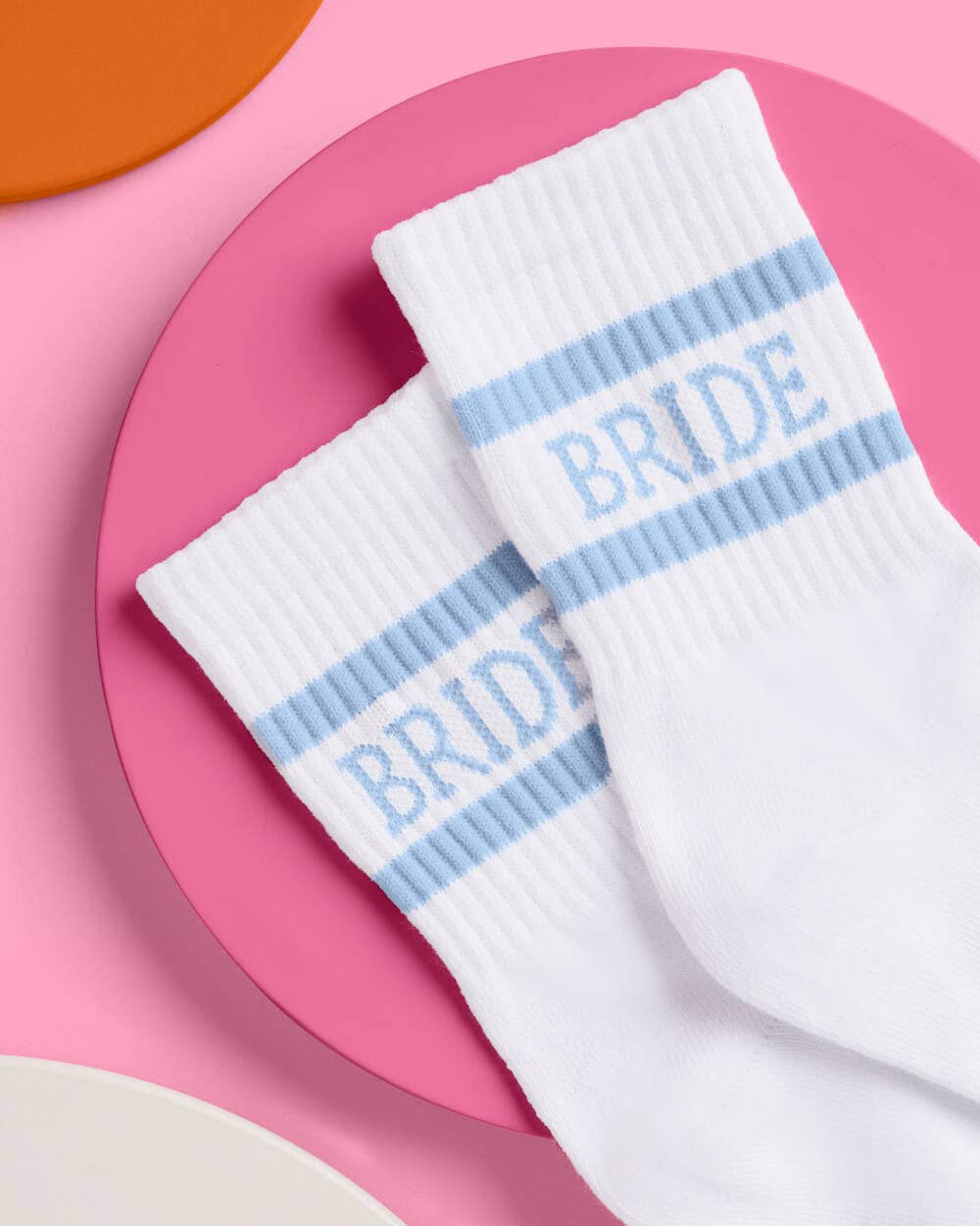Something Blue BRIDE White Tube Socks