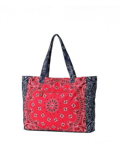 Bailey Red/Navy Bandana Print Canvas Tote