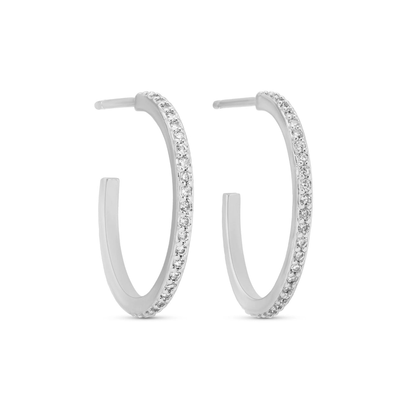 Medium Silver Pavé Hoops