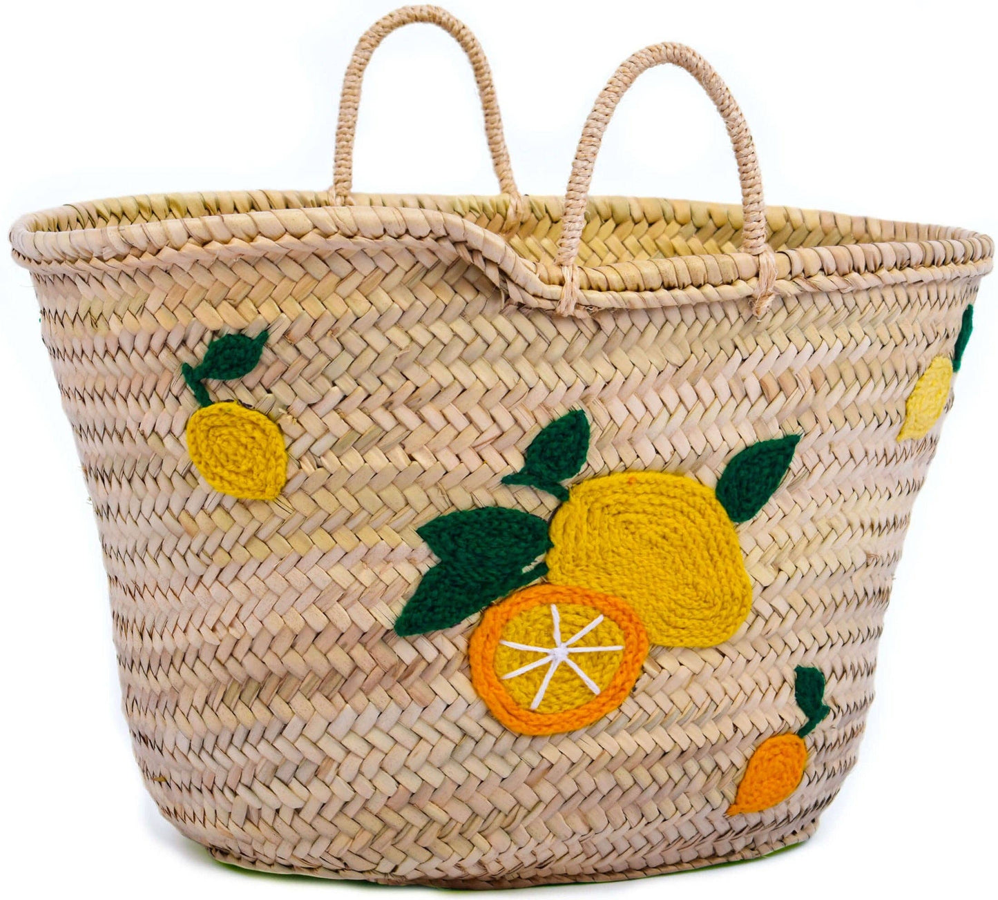 Lemon/Orange Italy Straw Beach Bag