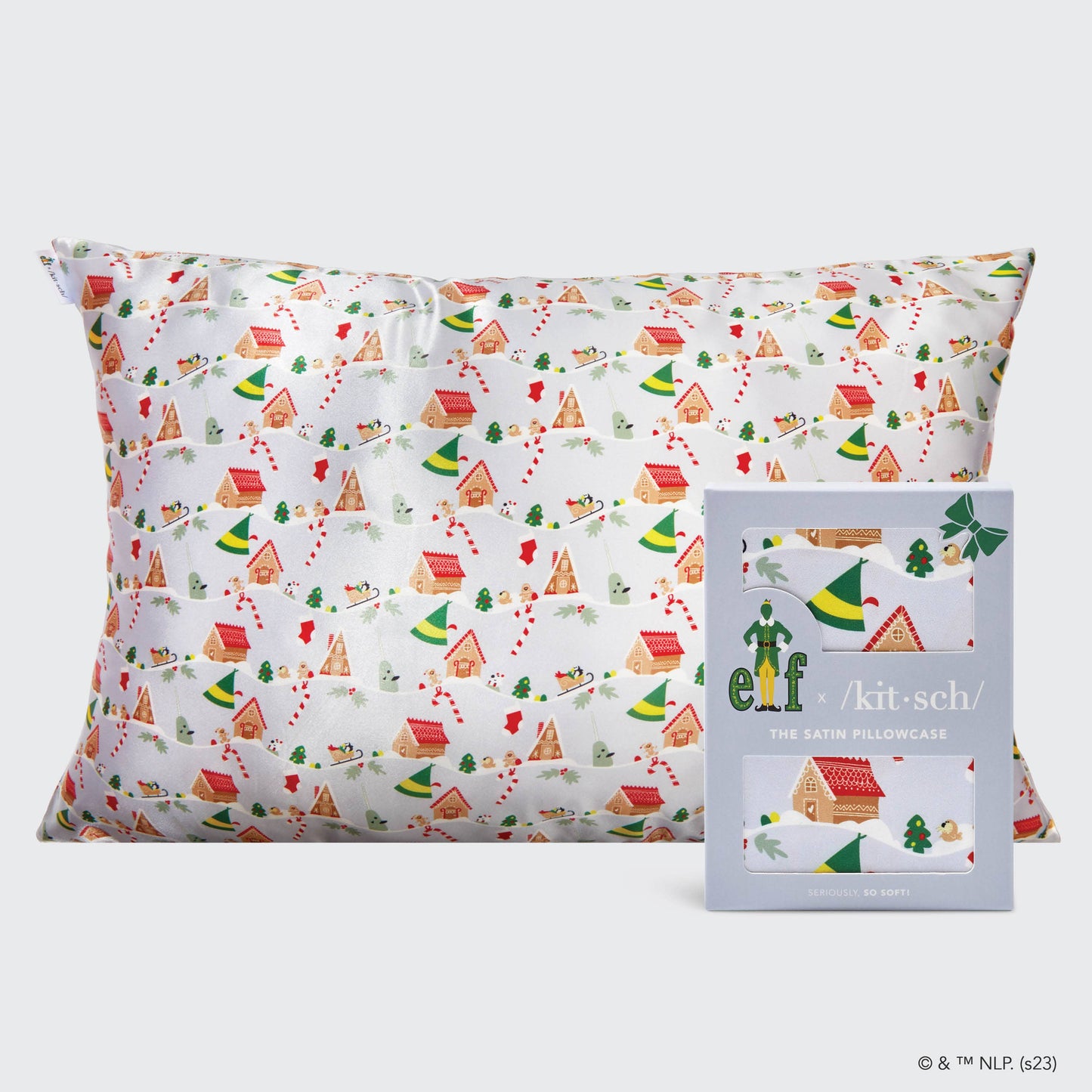 Elf x kitsch Satin Pillowcase, Periwinkle Christmas