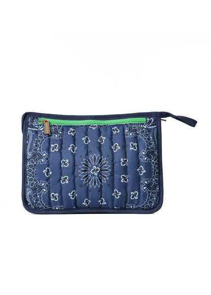 Beau Navy Bandana Print Pouch