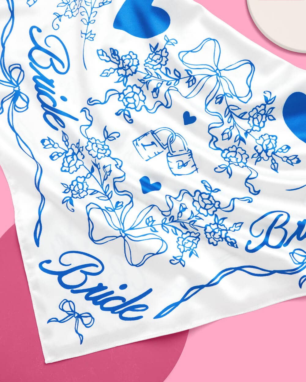 Bride Hair Scarf (Blue & White)
