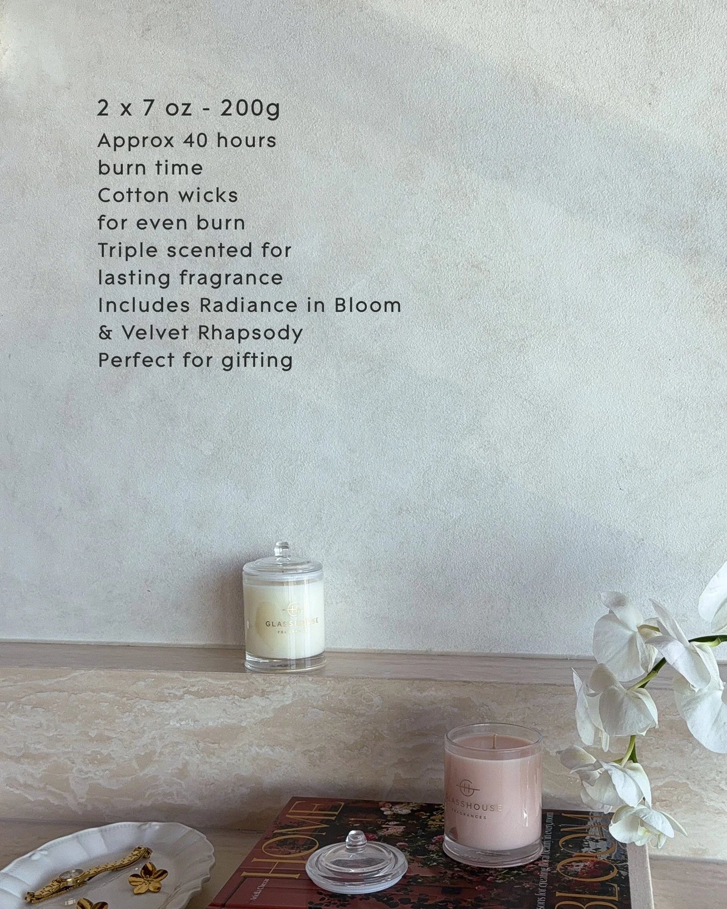 Glasshouse Radiance In Bloom & Velvet Rhapsody Candle Duo