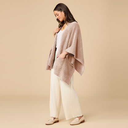 Softies Coco ribbed shawl with front patch pockets