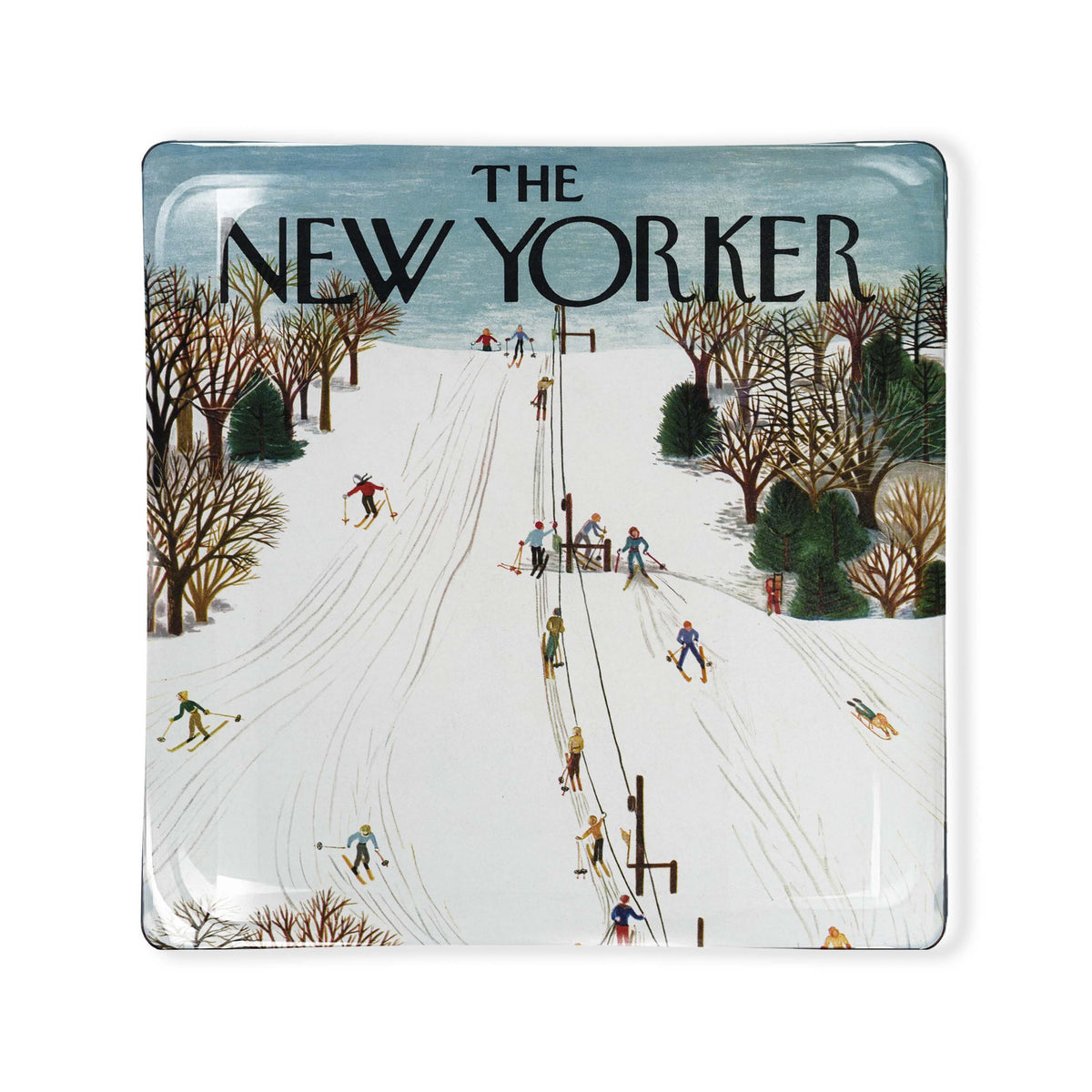 New Yorker Ski Slope Glass Tray 6x6 by Toss Designs