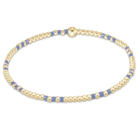Hope Joy Pattern 2mm Bead Bracelet - Bright Blue