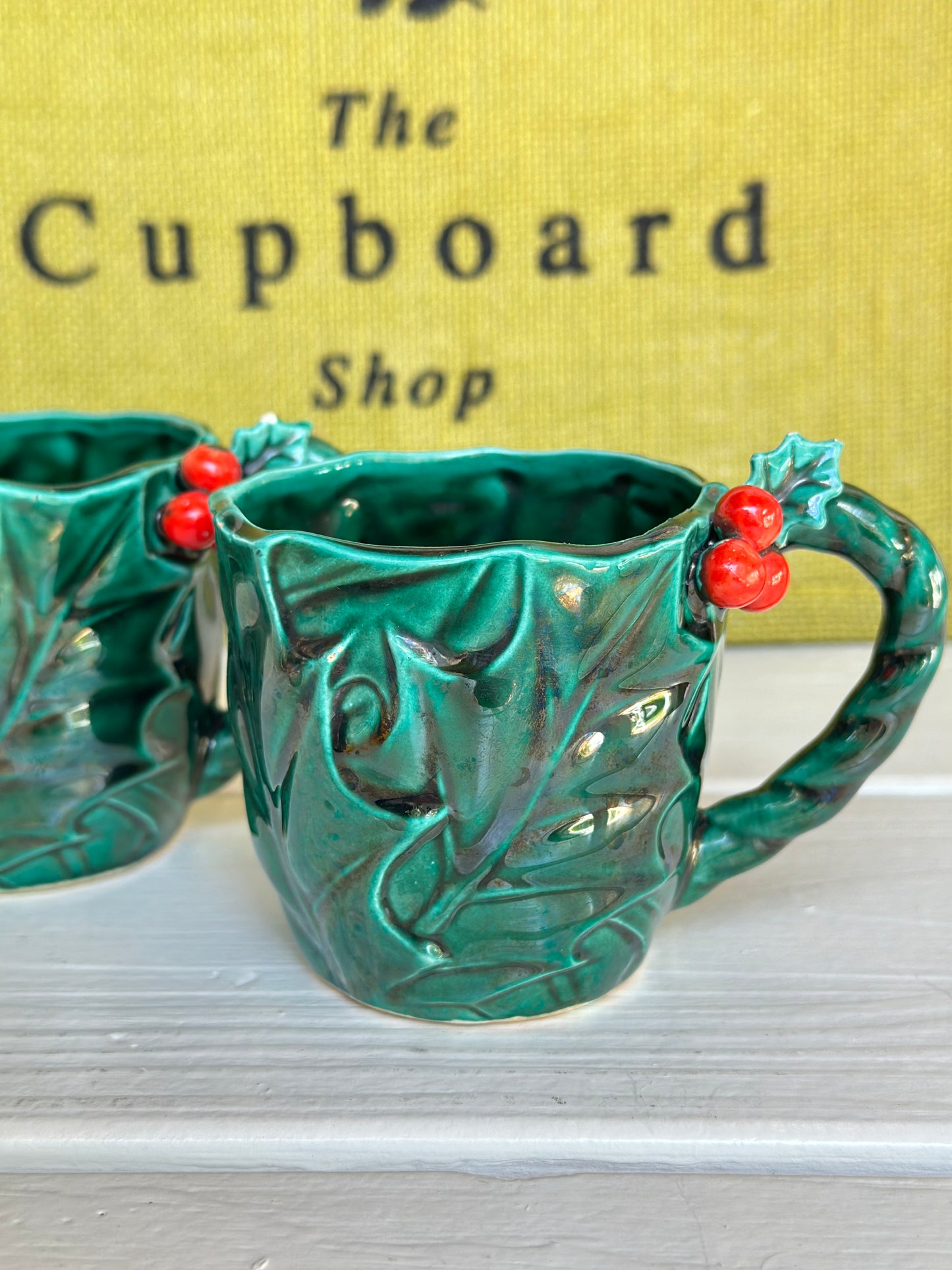 Vintage Lefton Holly Mugs