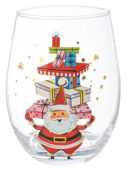 Retro Santa Low Ball Wine Glass (*Multiple Styles*)