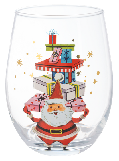 Retro Santa Low Ball Wine Glass (*Multiple Styles*)