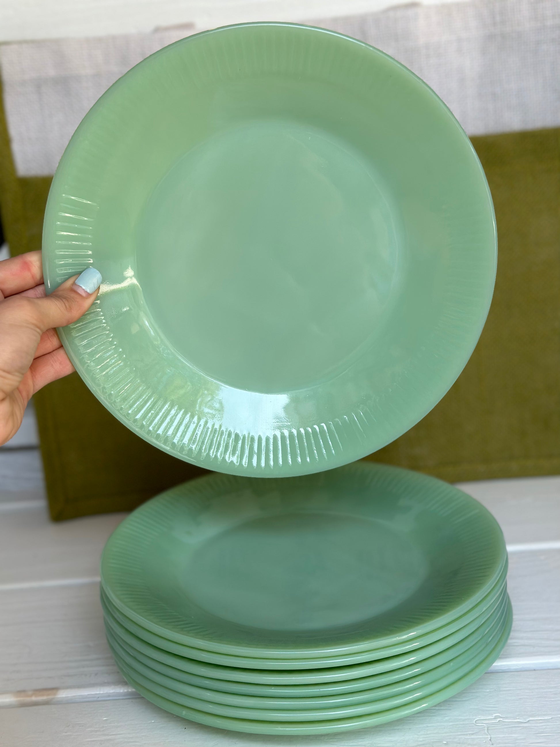 Fire King Jadeite Restaurant Ware Plate, Vintage Jadeite Dishes Plates  Dining, Fire King Collectible Glassware, Green Milk Glass Plate