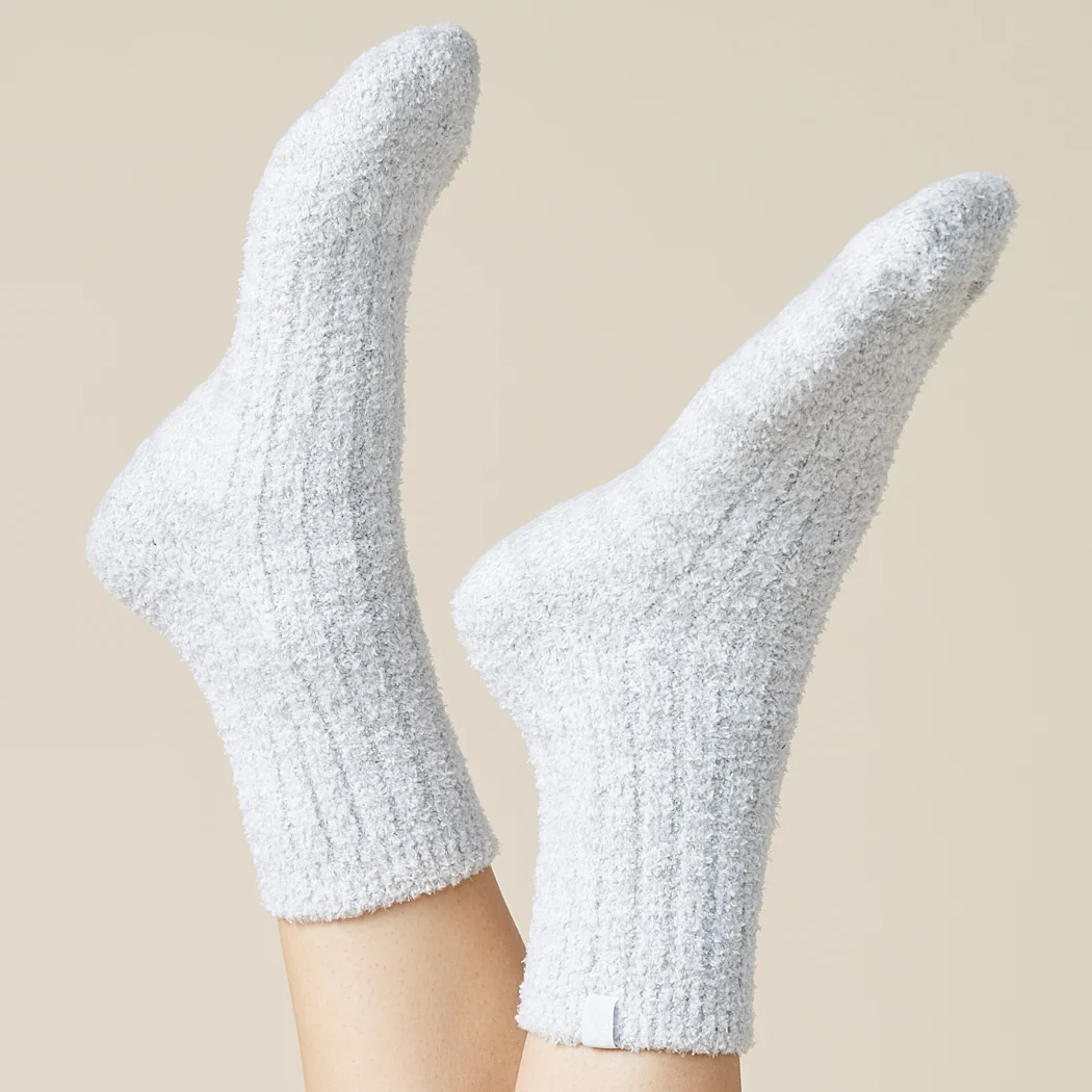 Heather Grey Marshmallow Crew Socks