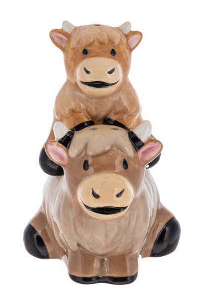 Highland Cow Stacking Salt & Pepper Shakers