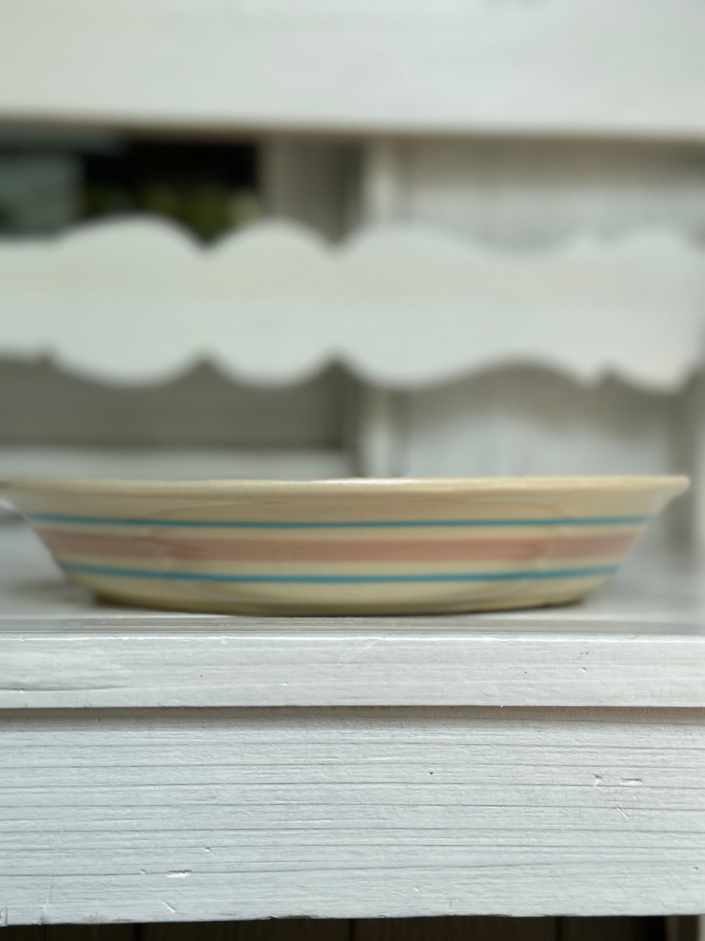 Vintage McCoy Pink & Blue Stripped Pie Plate