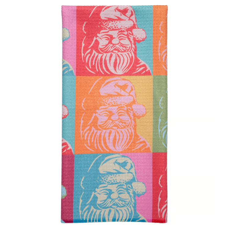 Retro Santa Microfiber Tea Towel