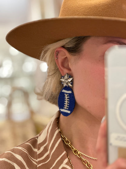 Large Football Beaded Earrings