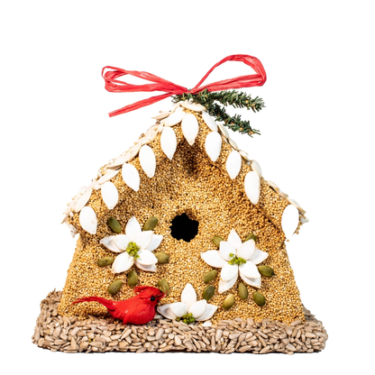 Mr. Bird Poinsettia House w/ Cardinal