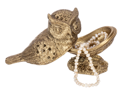 Antiqued Gold Owl Keepsake Box