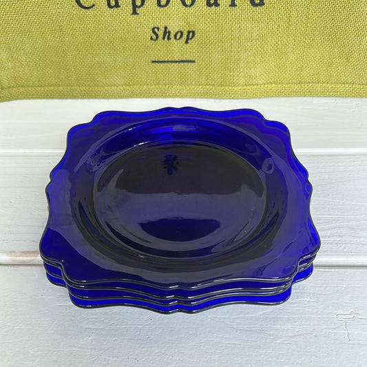 Vintage LE Smith Cobalt Blue Mount Pleasant 8" Plates, Set of 4