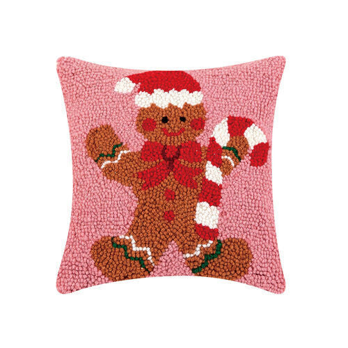 Gingerbread Man w/ Candycane Hook Pillow