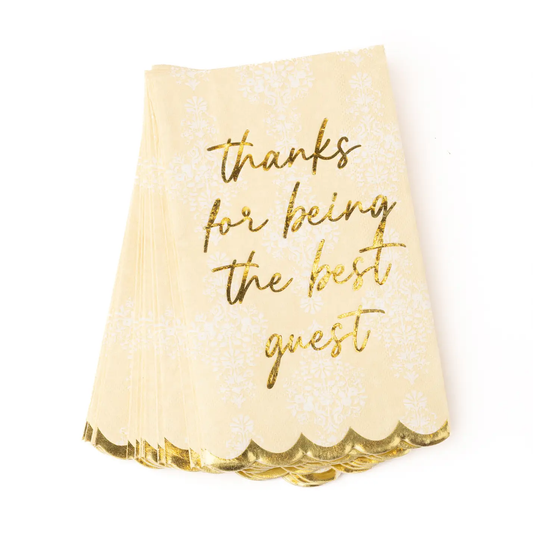 Golden Damask Paper Guest Towel, Thanks For Being The Best Guest