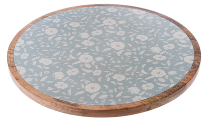 Vintage Light Blue Floral Pattern Lazy Susan
